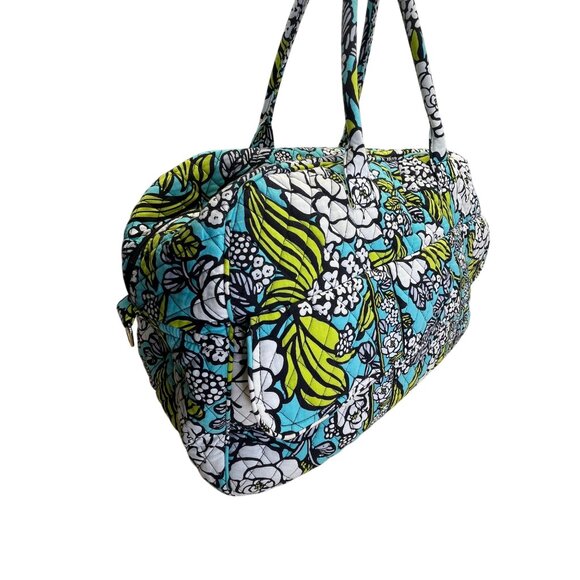 Vera Bradley Women’s Green/Blue/White Floral Quilted With Handles Duffel Bag - N - Picture 4 of 12